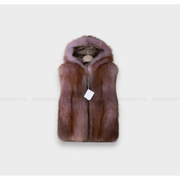 Brunello Cucinelli Reversible Fox Fur Vest Jacket Coat Monili Pink XS 38 2 - Picture 9 of 13